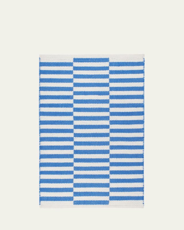 Sailing Stripe French Blue Handwoven Indoor/Outdoor Rug, 10' x 14'